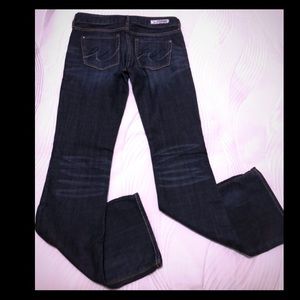 Dark wash Express bootcut jeans, worn once